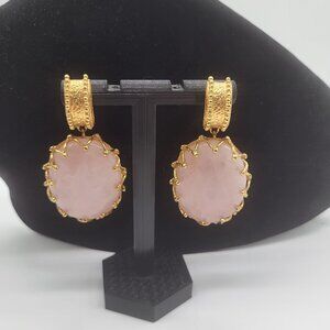 Christie Nicolaides LOLA Earrings Pink Quartz Gold Plated Casa Biscaya Australia